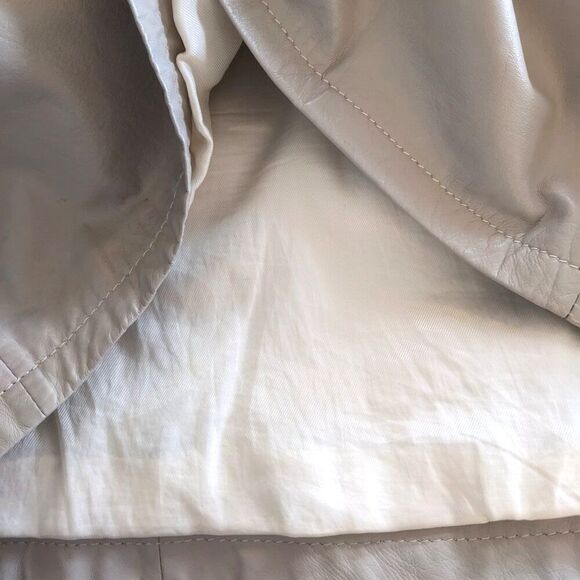 Lamb LEATHER Ecru-Beige Bruuns Bazaar Mini Dress with Pockets, Sz. 8 /10 - Picture 10 of 10